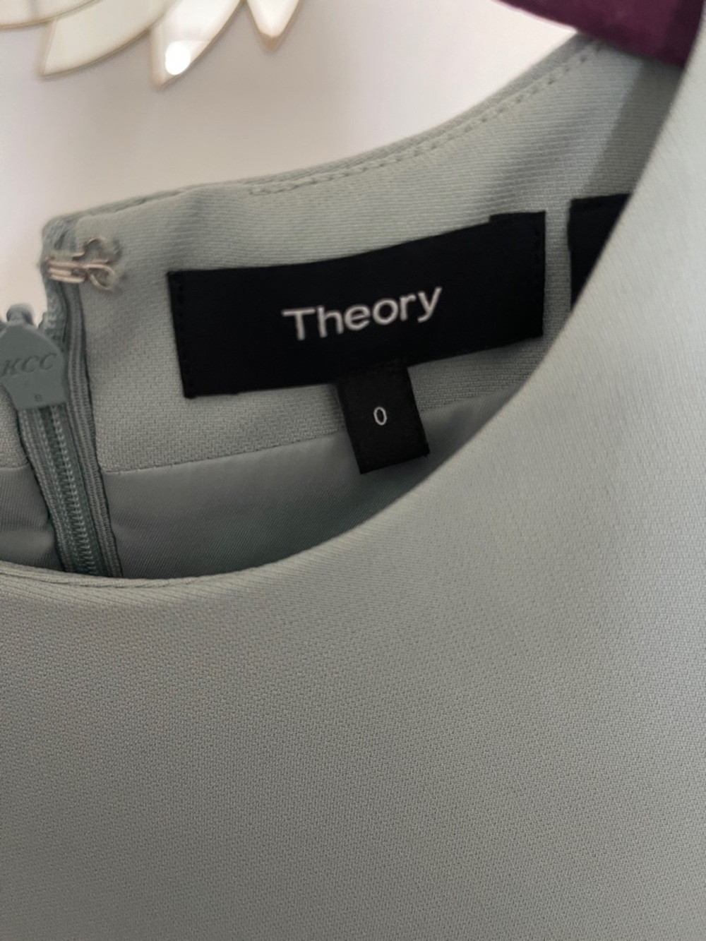 Theory Short Sleeve Shift Dress in Light Sage - Picture 2 of 3